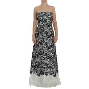 Dolce & Gabbana White Floral Lace Silk Corset Maxi Women's Dress